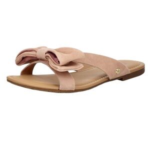 UGG Fonda Slide Seashell Pink Suede Bow Sandals Size 7 Cruise Dainty Feminine
